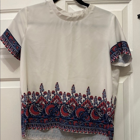 LOFT Tops - LOFT Cream Boxy Blouse with Mandarin Collar